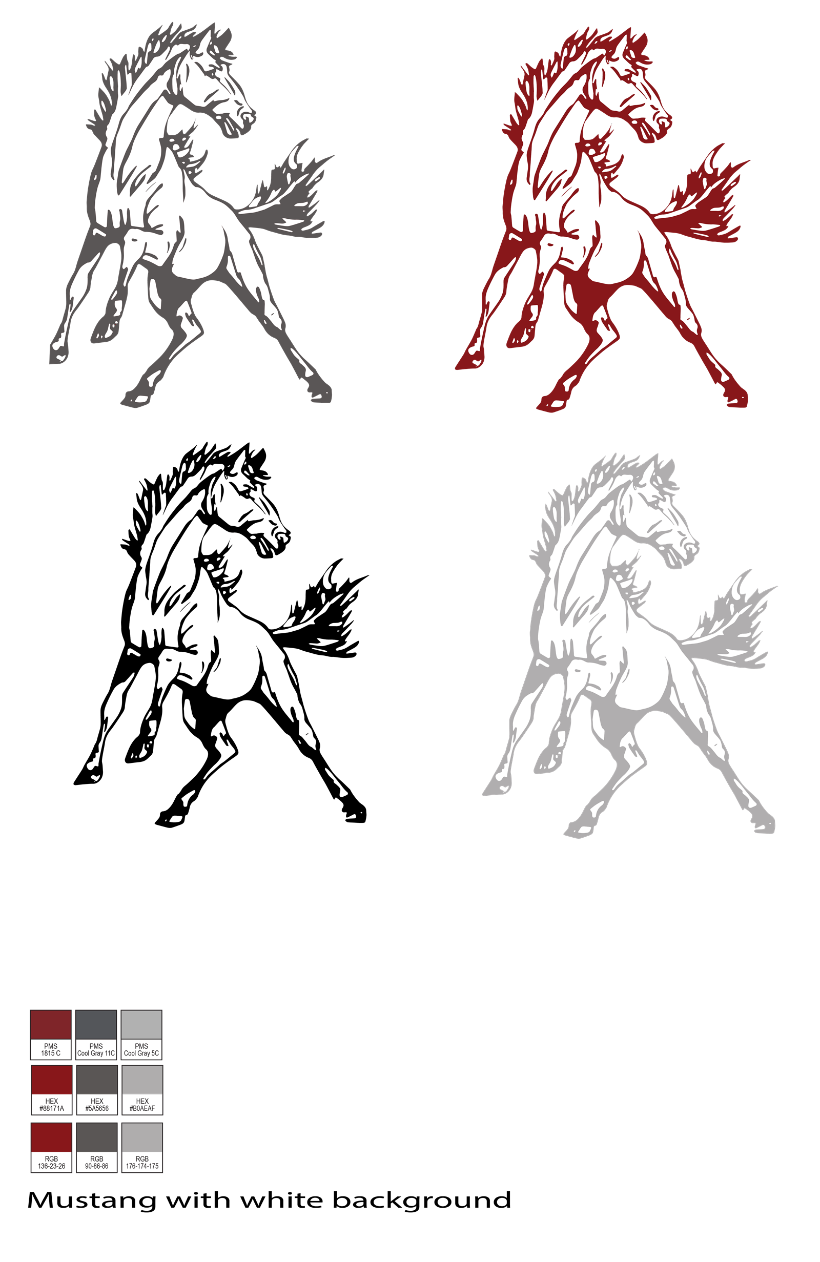 Multiple Mustangs White Horse